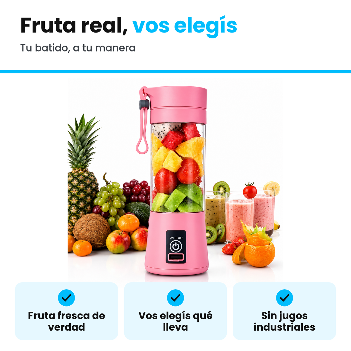 Licuadora portátil: batidos frescos donde sea