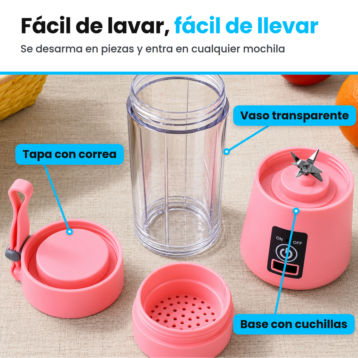 Licuadora portátil: batidos frescos donde sea